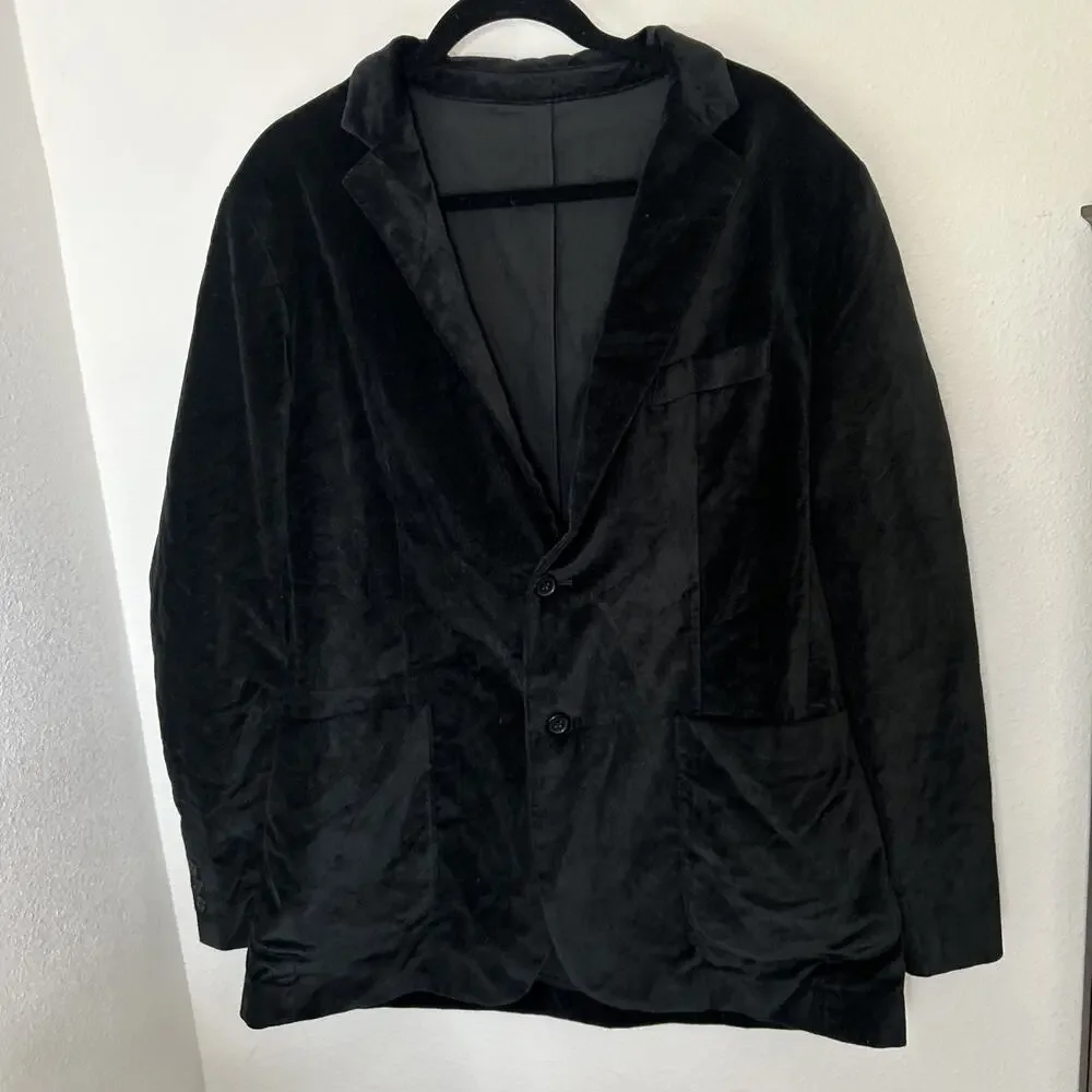 THOMAS DEAN Mens Blazer Sport Coat Casual Jacket Size 44L Classic Velvet Cotton